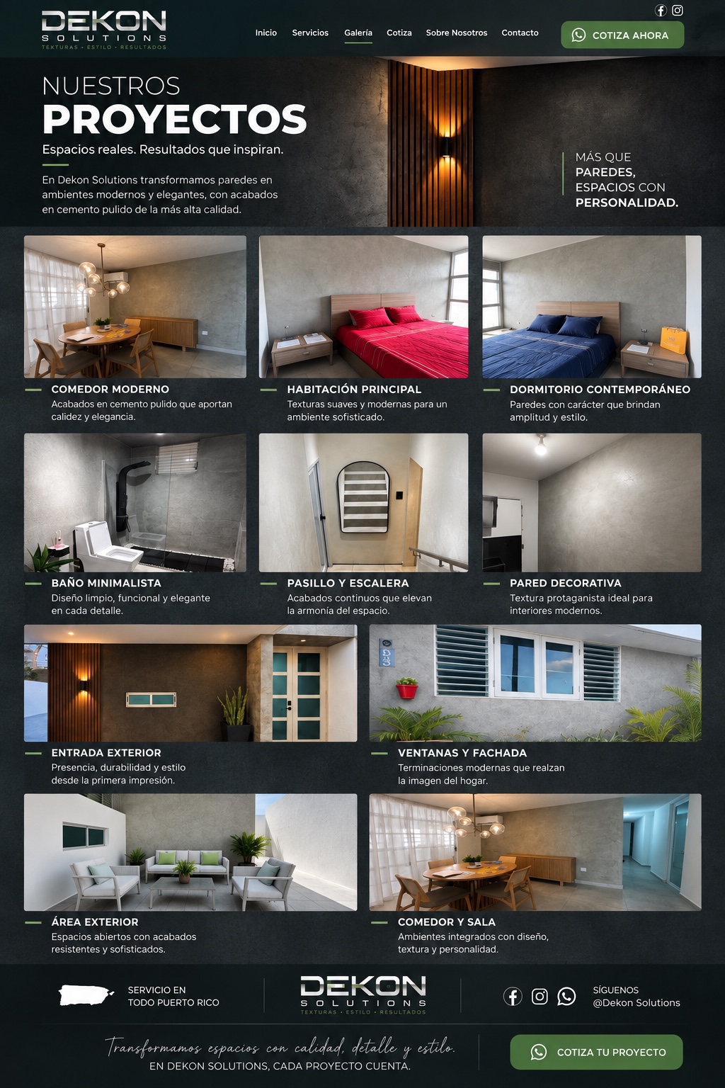 Portada de Dekon Solutions con una selección de proyectos residenciales en cemento pulido